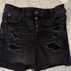 American Eagle Outfitters Black Distressed Jean Shorts